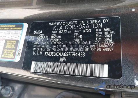 2025 Kia Seltos S из США, поврежденный, VIN KNDEUCAA6S7694433